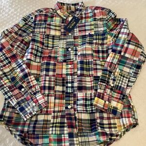 Polo Ralph Lauren new with tags patchwork madras size 14/16 Oxford shirt